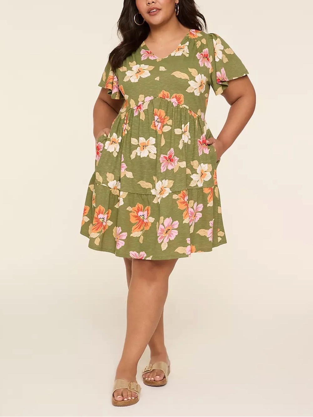 Lane Bryant Swing V-Neck Tiered Dress